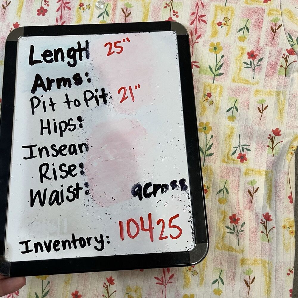 Rebecca Malone Floral Patchwork Pastel Pink Yellow Cottage Top Womens Size L - Picture 6 of 10